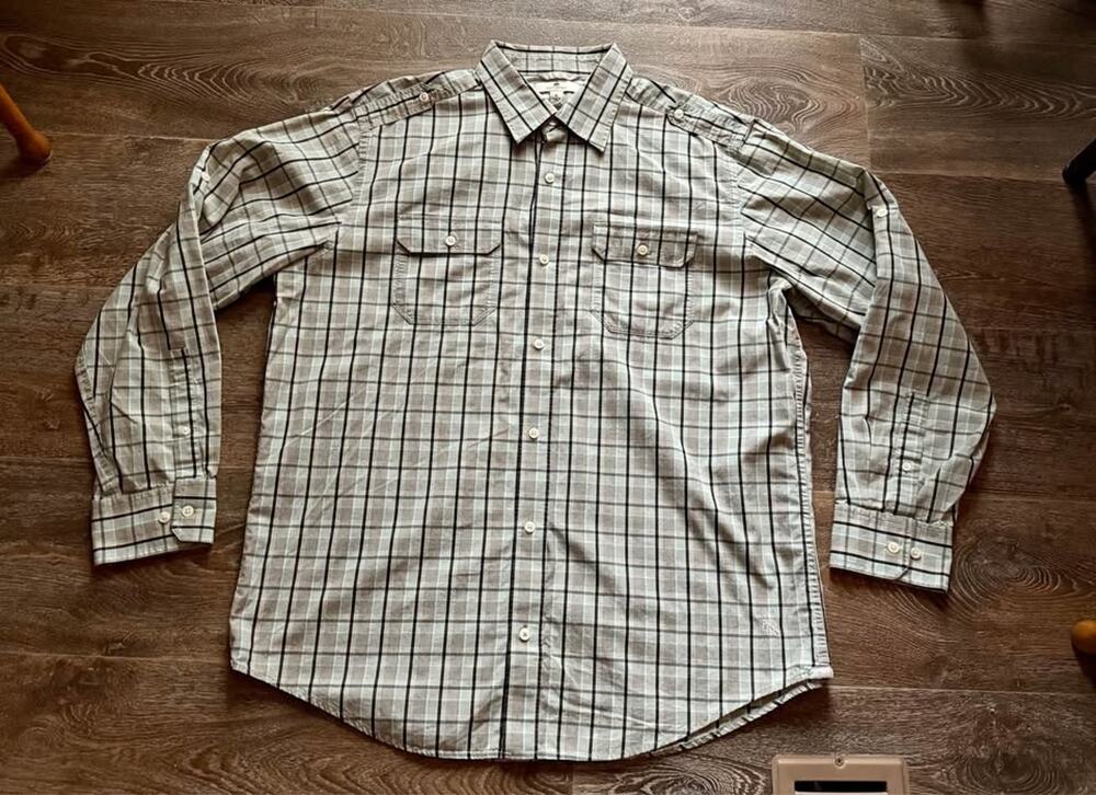 Men’s Banana Republic Green Plaid Button Up Top Size XL